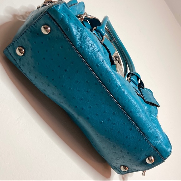 Michael Kors Hamilton Ostrich Embossed Purse, Blue - Picture 7 of 12